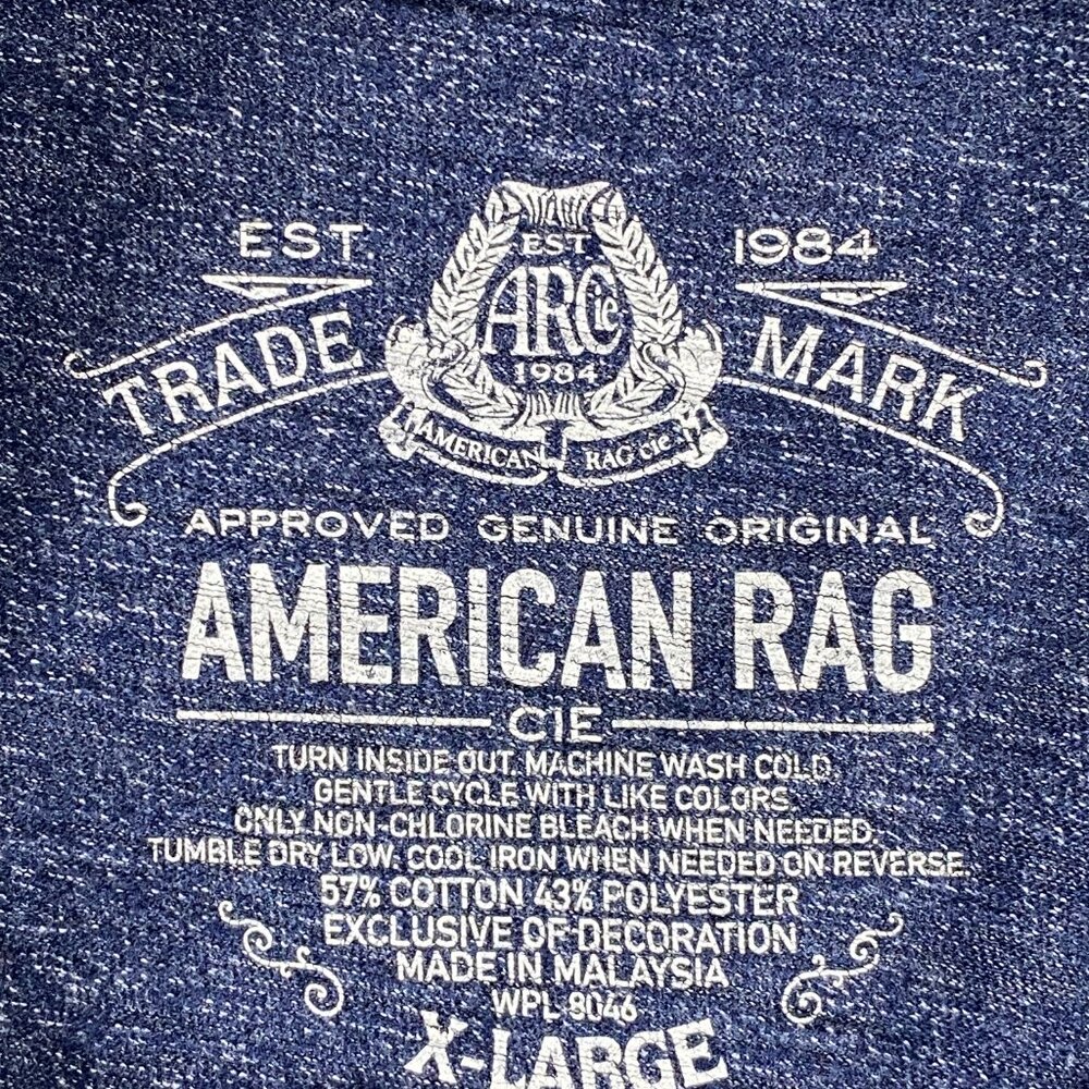 American Rag Shortsleeve Shirt Top Men's XL Blue Patchwork Casual - Picture 5 of 8